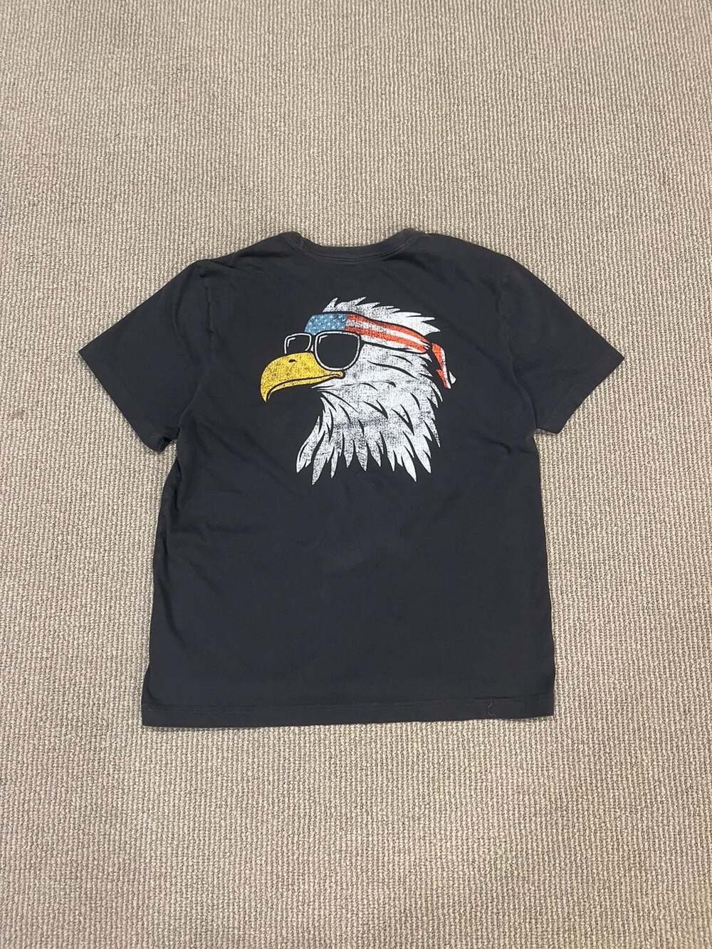 Life is Good Men's Patriotic Eagle Short Sleeve Crusher Tee Size M Black